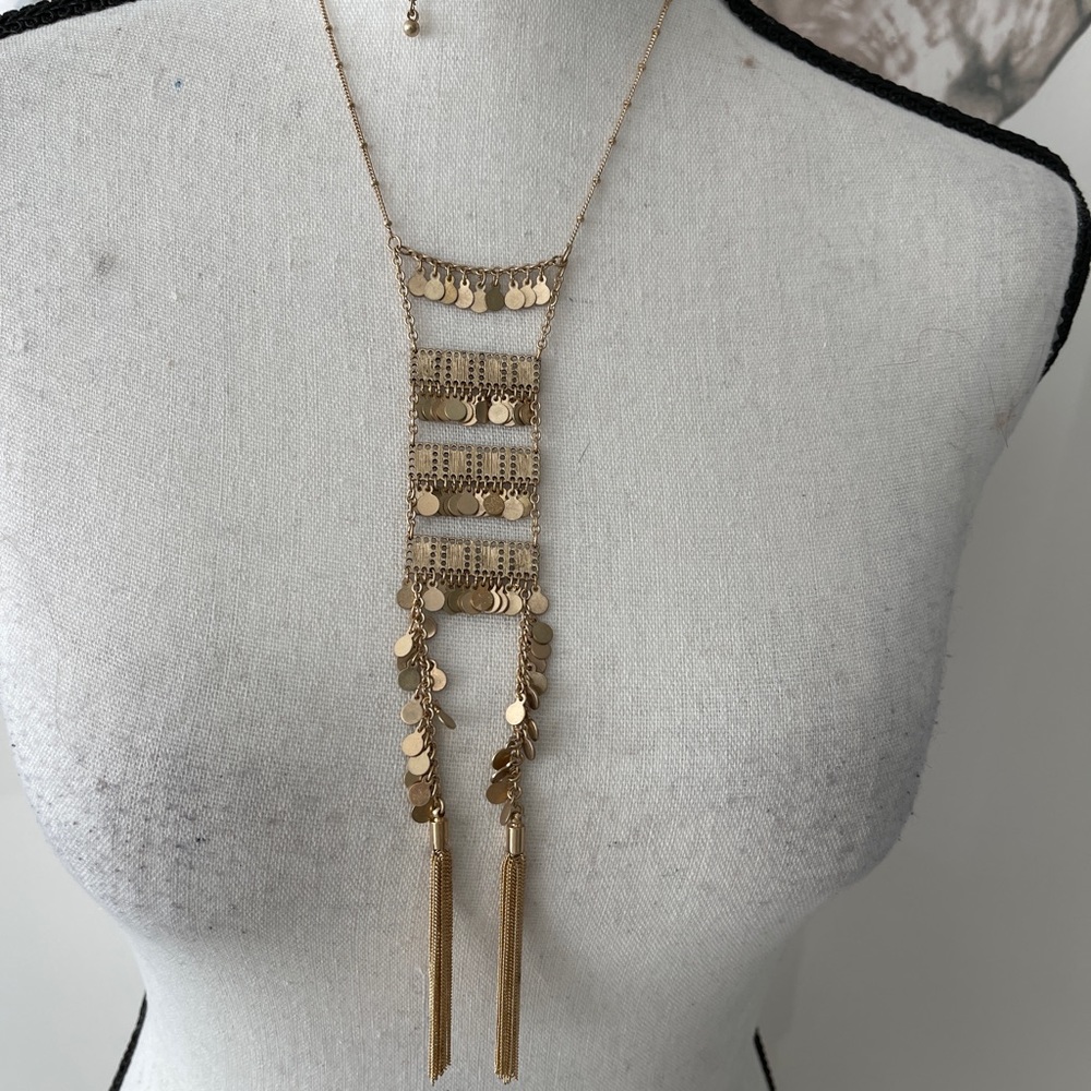 Necklace with Bars Circles Tassels
